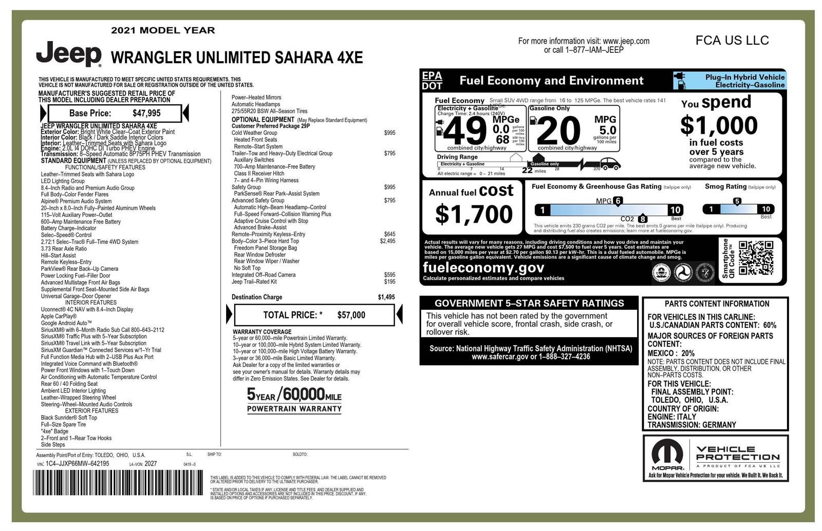 2021 Jeep Wrangler 4xe Unlimited Sahara