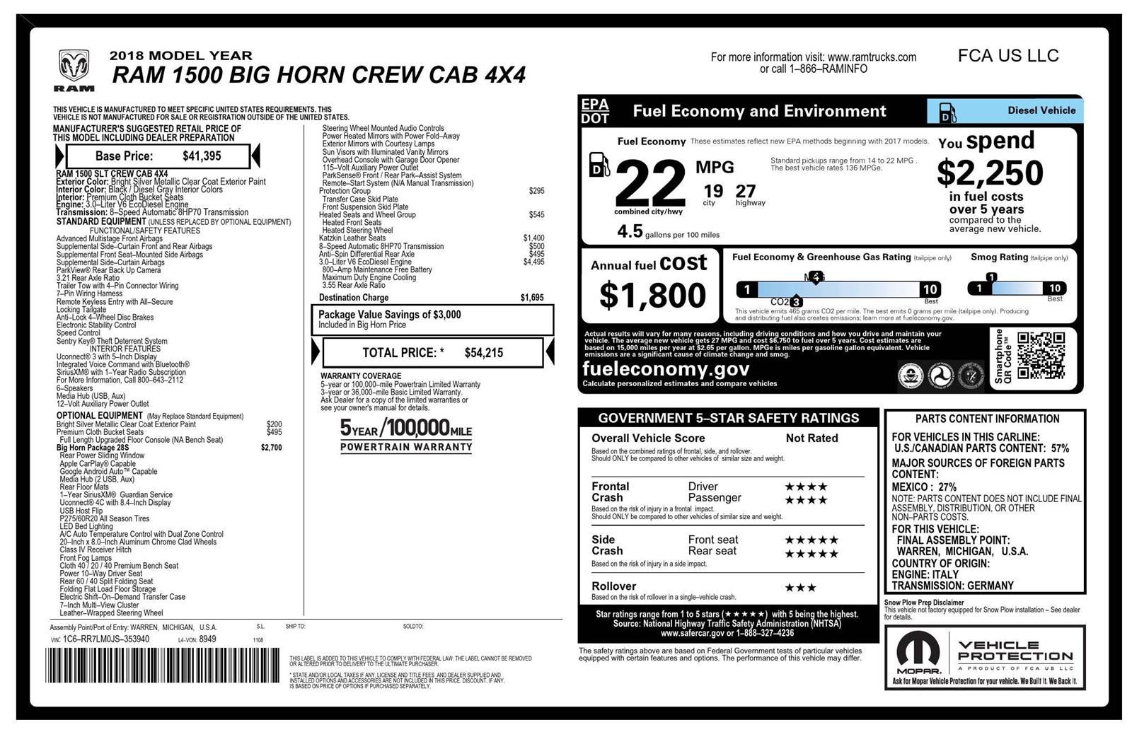 2018 RAM 1500 Big Horn
