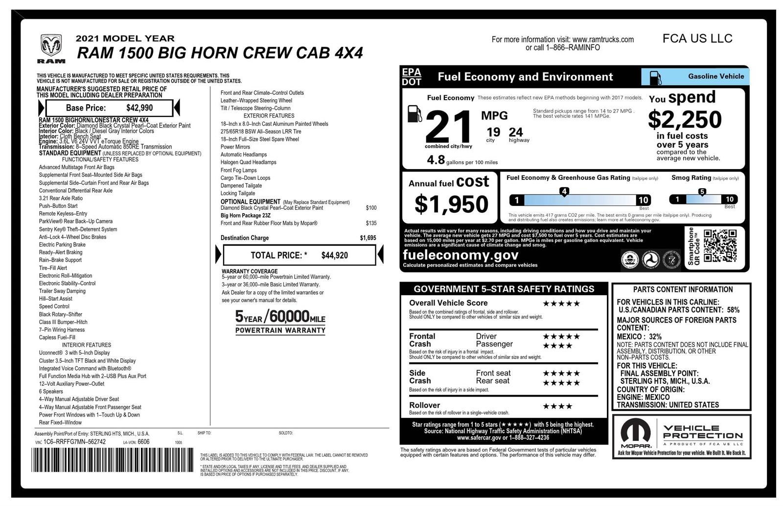 2021 RAM 1500 Big Horn