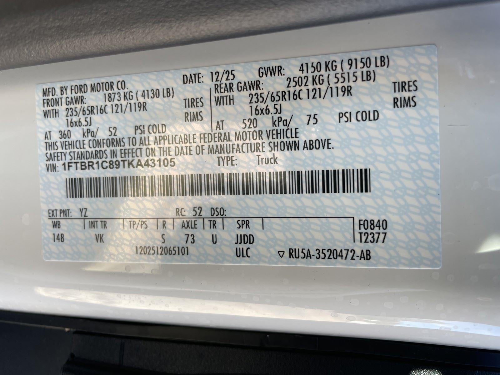 2026 Ford Transit Cargo Van T-250 148 MED RF 9150 GV