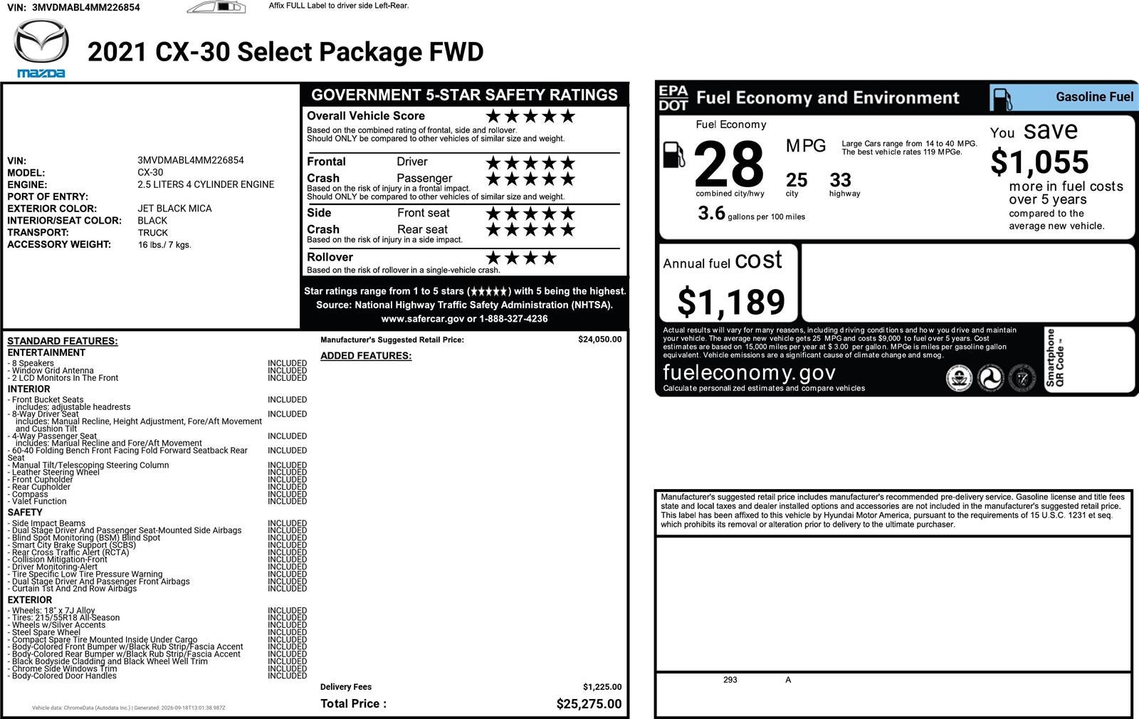 2021 Mazda Mazda Cx-30 Select