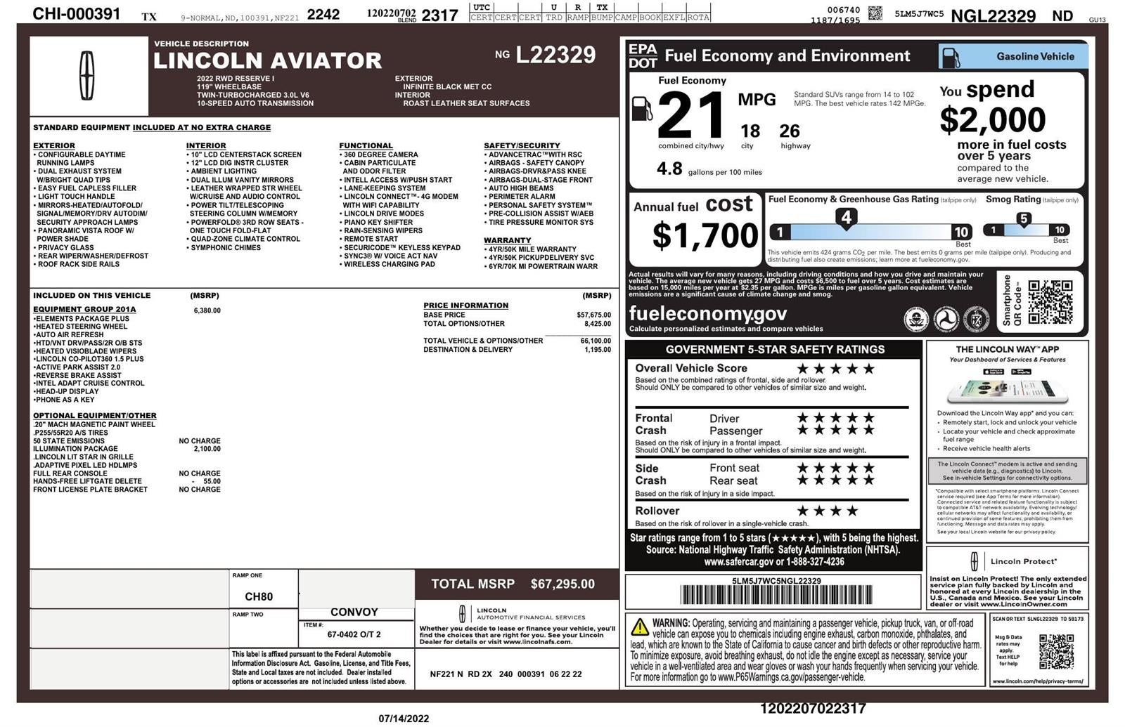2022 Lincoln Aviator Reserve
