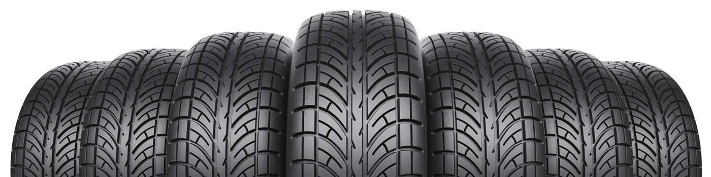 close up view tires lined up